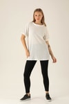 Kol Katlama Oversize Bayan Bluz - 6834A Beyaz