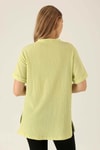 Kol Katlama Oversize Bayan Bluz - 6834A Fıstık Yeşili