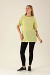 Kol Katlama Oversize Bayan Bluz - 6834A Fıstık Yeşili