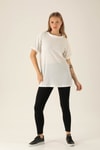 Kol Katlama Oversize Bayan Bluz - 6834A Beyaz