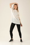 Kol Katlama Oversize Bayan Bluz - 6834A Beyaz