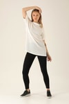Kol Katlama Oversize Bayan Bluz - 6834A Beyaz