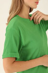 Kol Katlama Oversize Bayan Bluz - 6834A Benetton Yeşili
