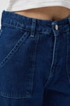 Koyu Mavi Kadın Yüksek Bel Jean Kargo Pantolon 1053