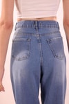 Koyu Mavi Paça Dikiş Detay Mom Jean 7077