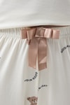 Krem Ayıcık Desenli Lastik Bel Kadın Pijama Altı 4534