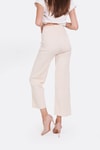 Krem Geniş Paça Triko Pantolon 3028