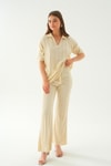 Krem Polo Yaka Pantolon Takım 7743
