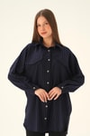 Laci Çift Cep Oversize Çizgili Gömlek 4036A