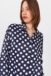 Laci Puantiye Desen Oversize Saten Gömlek 9411