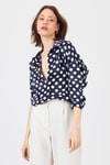 Laci Puantiye Desen Oversize Saten Gömlek 9411