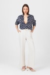 Laci Puantiye Desen Oversize Saten Gömlek 9411