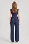 Laci Sıfır Kol Peplum Bluz Bol Paça Pantolon Takım 18007
