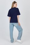 Lacivert Ayı Baskılı Oversize Tişört 6559