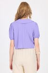 Lila Bağlama Detaylı Bebe Yaka Crop Bluz 8064