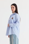 Mavi Ayıcık Nakışlı Oversize Gömlek 4689A