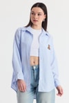 Mavi Ayıcık Nakışlı Oversize Gömlek 4689A