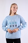 Mavi Bisiklet Yaka Kalp Nakışlı Sweat 9175M