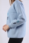 Mavi Bisiklet Yaka Kalp Nakışlı Sweat 9175M