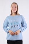 Mavi Bisiklet Yaka Kalp Nakışlı Sweat 9175M