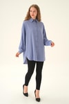 Mavi Çizgili Oversize Gömlek 4013A