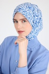 Mavi Ebru Desenli Eşarp 3012