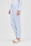 Mavi Fiyonk Desenli Lastik Bel Kadın Pijama Altı 4528