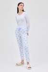 Mavi Fiyonk Desenli Lastik Bel Kadın Pijama Altı 4528
