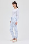 Mavi Fiyonk Desenli Lastik Bel Kadın Pijama Altı 4528