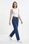 Mavi Kemerli Likralı Jean 3043
