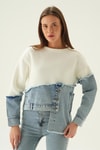Mavi Kot Detay Asimetrik Sweat 9178