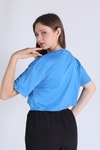 Mavi New Jersey Baskı Crop Tişört 5162