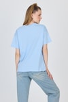 Mavi Oversize Zürafa Baskılı Tişört 2150-12M