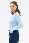 Mavi Premium/Viskoz Yumuşak Kumaşlı Parmak Geçmeli Crop Bluz 8162A