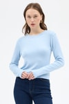 Mavi Premium/Viskoz Yumuşak Kumaşlı Parmak Geçmeli Crop Bluz 8162A