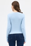 Mavi Premium/Viskoz Yumuşak Kumaşlı Parmak Geçmeli Crop Bluz 8162A