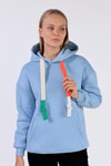 Mavi Renkli İpli Kapüşonlu Sweat 9173M