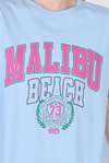 Mavi Yazı Baskılı %100 Pamuk Oversize Tişört 2150-17M
