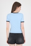 Mavi Yazı Baskılı Biyeli Pamuklu Slim Fit Tişört 9192M