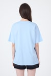 Mavi Yazı Baskılı Oversize Pamuklu Tişört 2150-32M