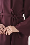 Mürdüm Kuşaklı Geniş Kol Kimono 3068A
