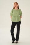 Olive Yeşili Bisiklet Yaka Bluz 4106