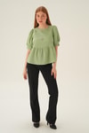 Olive Yeşili Bisiklet Yaka Bluz 4106