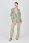 Olive Yeşili Keten Görünümlü %100 Pamuk Astarlı Blazer Ceket 6023-3