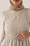 Önü Dantel Detaylı Elbise - 6693A Natural