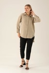 Önü Düğmeli Tunik - 6803A Bej