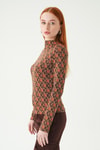 Orange Desenli Dik Yaka Bluz 242143