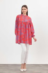 Orange Desenli Kol Lastikli Tunik 4366A