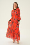 Orange Desenli Kol Ribana Elbise 2640-1