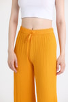 Orange Geniş Paça Dökümlü Bürümcük Kumaş Pantolon 326